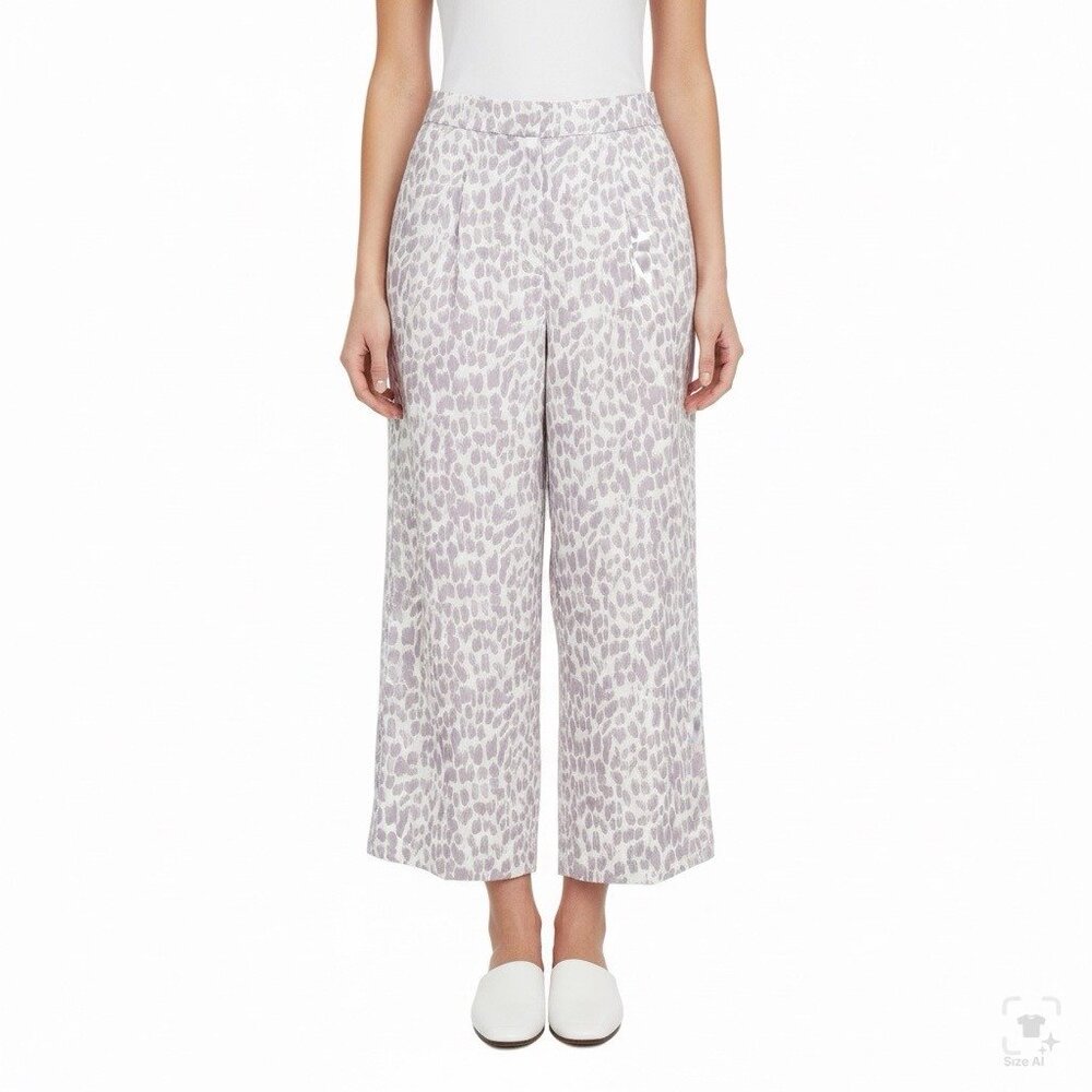 J.Crew Womens Purple Animal Print Linen Blend Pants SRelaxed Fit Long Size 6T - Picture 11 of 11
